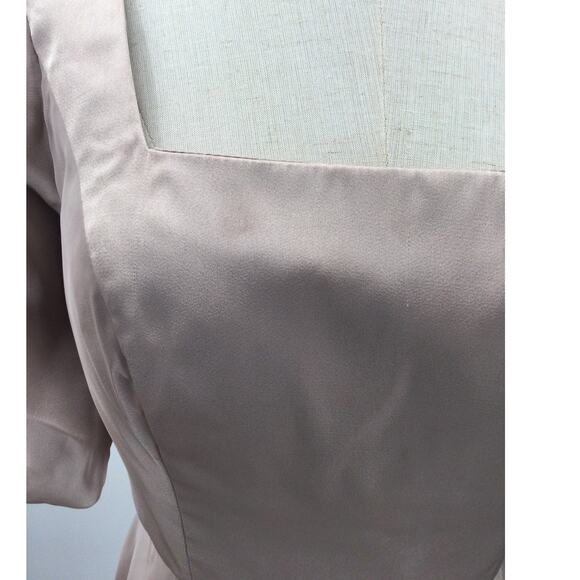 FORMAL PARTY AW SZ 6 S Taupe Etta Satin Prom Party A-line Maxi Dess New b38 - Picture 4 of 10